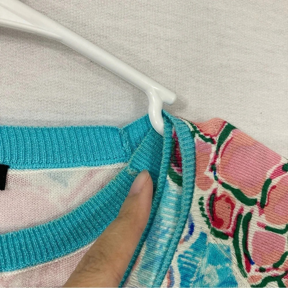 Leo & Ugo Two Layer Pink Blue Floral Soft Stretch Cardigan size Large - Picture 5 of 12